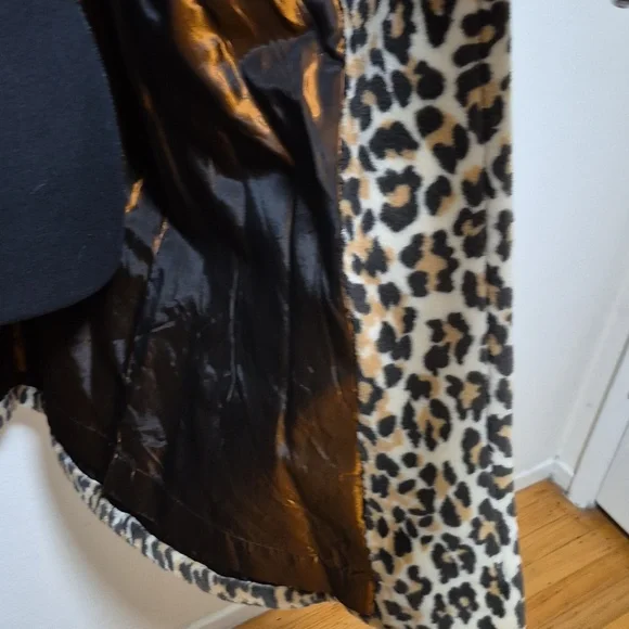 Vintage Leopard Print Car Coat 2 Large Front Pockets Gorgeous! - Picture 8 of 11